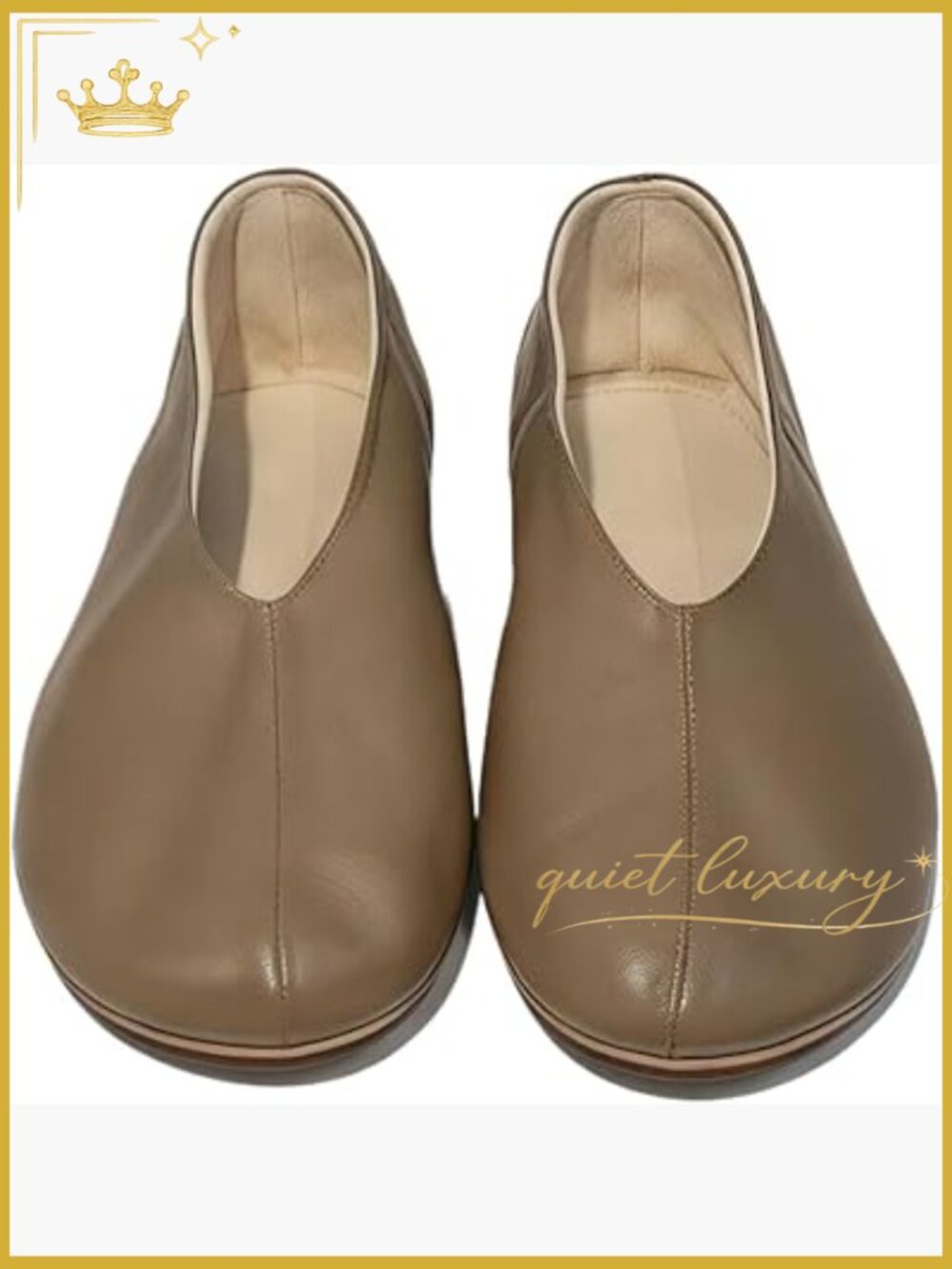 Genuine Leather Ballet Flats Round Toe Slip On Minimalist Comfort Pumps